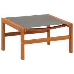 Berkfield Home Garden Chair with Footrest Grey Solid Eucalyptus Wood & Textilene - thumbnail 6