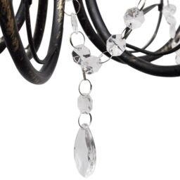 Berkfield Home Art Nouveau Style Black Chandelier Crystal Beads 3xE14 Bulbs - thumbnail 2