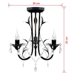 Berkfield Home Art Nouveau Style Black Chandelier Crystal Beads 3xE14 Bulbs - thumbnail 4