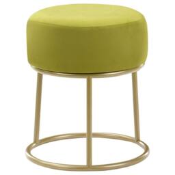 Wyld and Coco Lime Green Velvet Footstool with Gold Metal Base - thumbnail 2