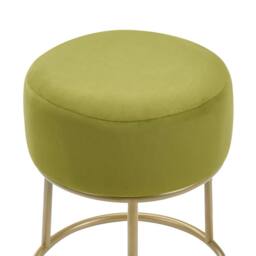 Wyld and Coco Lime Green Velvet Footstool with Gold Metal Base - thumbnail 3