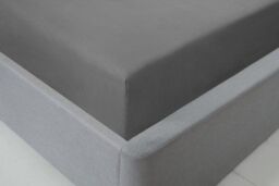 New Edge Blinds Brights Collection Non Iron Fitted Sheet in Grey - Size: Double - thumbnail 3