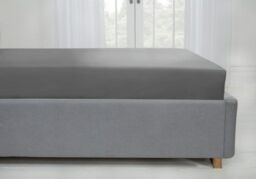 New Edge Blinds Brights Collection Non Iron Fitted Sheet in Grey - Size: Double - thumbnail 2