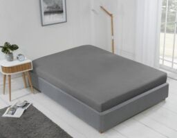 New Edge Blinds Brights Collection Non Iron Fitted Sheet in Grey - Size: Double - thumbnail 1