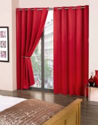 New Edge Blinds Essential Woven Thermal Blackout Eyelet Curtains in Red - Size: 168 cm width x 229 cm drop - thumbnail 2