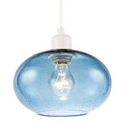 Happy Homewares Modern Blue Blown-Glass Pendant Light Shade with Subtle Air Bubbles - thumbnail 2
