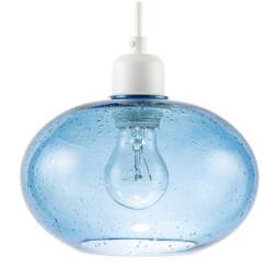 Happy Homewares Modern Blue Blown-Glass Pendant Light Shade with Subtle Air Bubbles - thumbnail 4