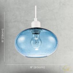Happy Homewares Modern Blue Blown-Glass Pendant Light Shade with Subtle Air Bubbles - thumbnail 7