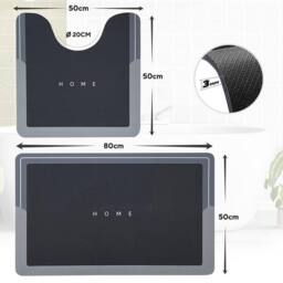 Kelvenix Bathroom Toilet Mats Grey - Size: Bath Mat - thumbnail 2