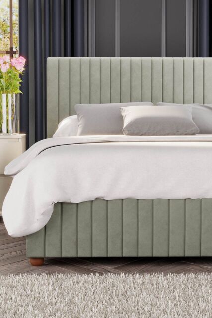 Laurence Llewelyn-Bowen Estella Ottoman Storage Bed in Plush Velvet Fabric, Custom Made in Duck Egg Blue - Size: King - image 1