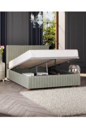 Laurence Llewelyn-Bowen Estella Ottoman Storage Bed in Plush Velvet Fabric, Custom Made in Duck Egg Blue - Size: King - thumbnail 4
