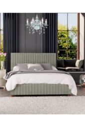 Laurence Llewelyn-Bowen Estella Ottoman Storage Bed in Plush Velvet Fabric, Custom Made in Duck Egg Blue - Size: King - thumbnail 5