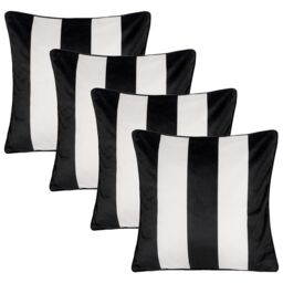 OHS 4 Pack Stripe Matte Velvet Cushion Covers in White - Size: 45 cm x 45 cm