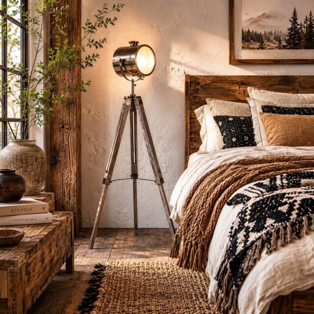 Wyld Haus Industrial Tripod Floor Lamp Grey & Bronze - Size: 140 cm - image 1