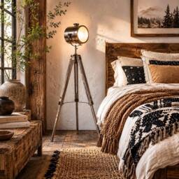 Wyld Haus Industrial Tripod Floor Lamp Grey & Bronze - Size: 140 cm - thumbnail 1