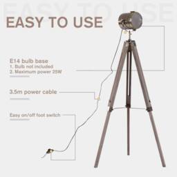 Wyld Haus Industrial Tripod Floor Lamp Grey & Bronze - Size: 140 cm - thumbnail 8