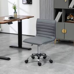 STILVORA Office Chair with Adjustable Height in Grey Faux Leather - thumbnail 2