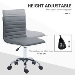 STILVORA Office Chair with Adjustable Height in Grey Faux Leather - thumbnail 6