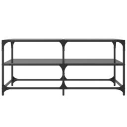 Berkfield Home Coffee Table with Black Glass Top 98.5x50x45 cm Steel - thumbnail 4