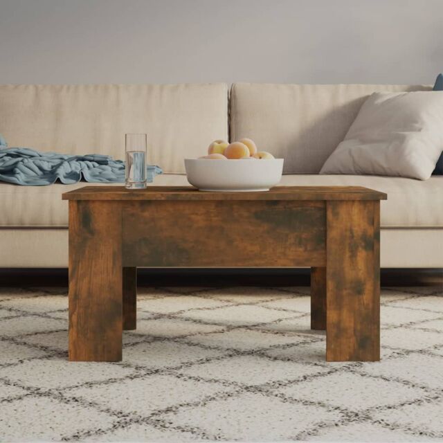 Berkfield Home Coffee Table Smoked Oak 79x49x41 cm Engineered Wood in Brown - Size: 79 x 49 x 41 cm - image 1