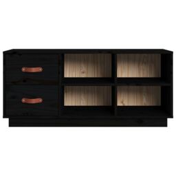 Berkfield Home Shoe Bench Black 100x34x45 cm Solid Wood Pine - Size: 100 x 34 x 45 cm - thumbnail 6