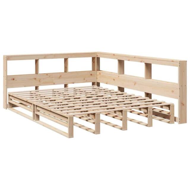 Berkfield Home Decorative Bookcase Bed without Mattress 160x200cm Solid Wood Pine in Light Brown - Size: 160x200 cm - image 1
