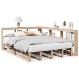 Berkfield Home Decorative Bookcase Bed without Mattress 160x200cm Solid Wood Pine in Light Brown - Size: 160x200 cm - thumbnail 3