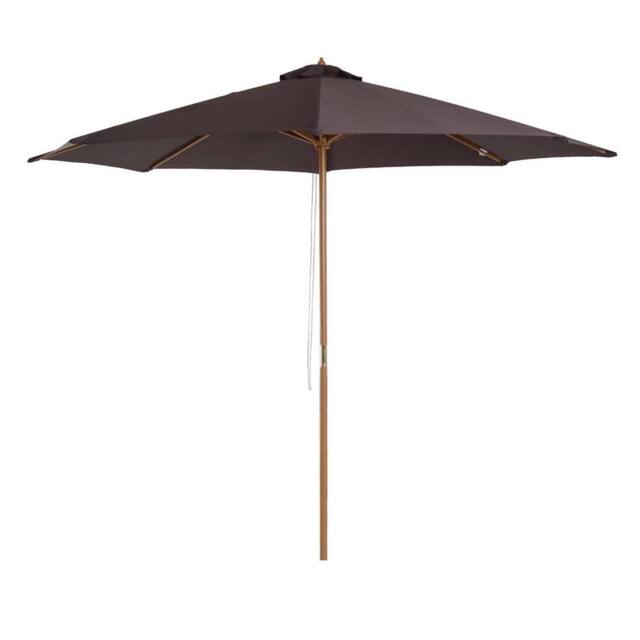 Nordara 3M Coffee Wooden Garden Parasol Outdoor Patio Sun Shade Canopy in Brown - Size: 140 cm x 60 cm - image 1