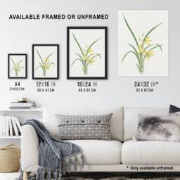 "Artery8 Yellow Lilies Framed Wall Art Print Vintage Japanese Botanical - Size: W12"" x H16""" - thumbnail 3