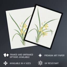 "Artery8 Yellow Lilies Framed Wall Art Print Vintage Japanese Botanical - Size: W12"" x H16""" - thumbnail 2