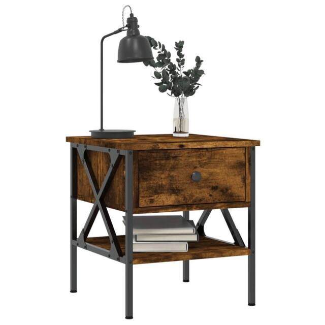 Berkfield Home Durable Bedside Tables 2 pcs Smoked Oak 40x42x45 cm Engineered Wood in Brown - Size: 40 x 42 x 45 cm - image 1