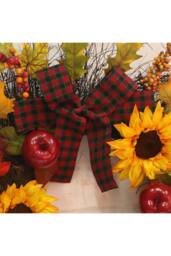 H&O Direct 45cm Pre-Lit Autumn Wreath with Faux Maple Leaves & Sunflowers - Seasonal Door Decoration in Orange - thumbnail 6