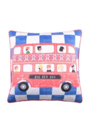 Bedlam 'On The Move' Velvet Filled Cushion in Blue - Size: 43 cm x 43 cm - thumbnail 1