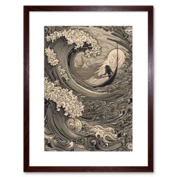 "Artery8 Wall Art Print Jonah & the Storm at Sea Modern Artwork Framed 9X7 Inch in Brown - Size: W7"" x H9""" - thumbnail 1