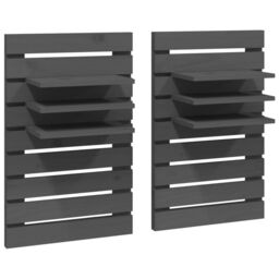 Berkfield Home Wall-mounted Bedside Shelves 2 pcs Grey Solid Wood Pine - thumbnail 2
