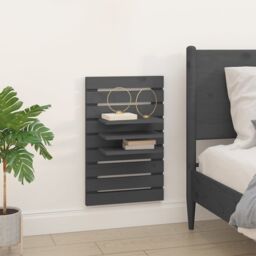 Berkfield Home Wall-mounted Bedside Shelves 2 pcs Grey Solid Wood Pine - thumbnail 3