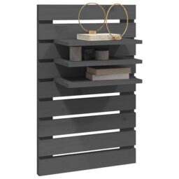 Berkfield Home Wall-mounted Bedside Shelves 2 pcs Grey Solid Wood Pine - thumbnail 4