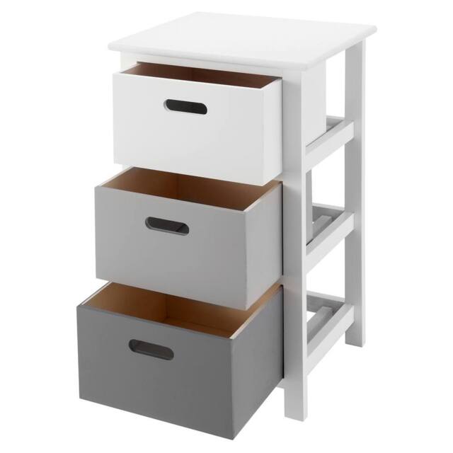 LIVIVO Nina 3 Drawer Storage Unit White Grey Bathroom Storage Cabinet Drawer Unit for Bedroom or Bathroom Use - image 1