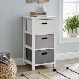 LIVIVO Nina 3 Drawer Storage Unit White Grey Bathroom Storage Cabinet Drawer Unit for Bedroom or Bathroom Use - thumbnail 3