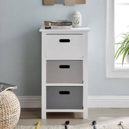 LIVIVO Nina 3 Drawer Storage Unit White Grey Bathroom Storage Cabinet Drawer Unit for Bedroom or Bathroom Use - thumbnail 2