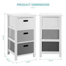 LIVIVO Nina 3 Drawer Storage Unit White Grey Bathroom Storage Cabinet Drawer Unit for Bedroom or Bathroom Use - thumbnail 5