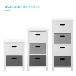 LIVIVO Nina 3 Drawer Storage Unit White Grey Bathroom Storage Cabinet Drawer Unit for Bedroom or Bathroom Use - thumbnail 6