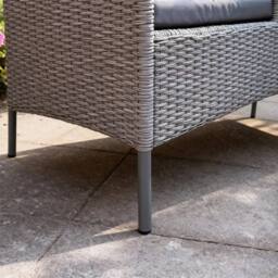Home Source Rattan Love Seat Bench Table Garden Furniture 2 Seats Garden Patio in Grey - thumbnail 3