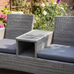 Home Source Rattan Love Seat Bench Table Garden Furniture 2 Seats Garden Patio in Grey - thumbnail 4