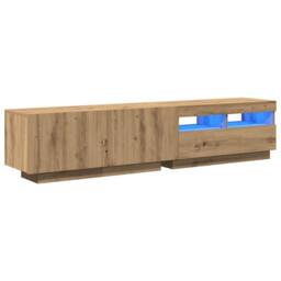 Berkfield Home TV Cabinet with LED Lights Artisan Oak 180x35x40 cm Engineered Wood in Brown - Size: 180 x 35 x 40 cm - thumbnail 1