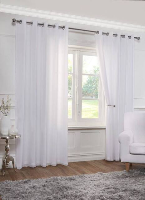 New Edge Blinds Voile Lined Eyelet Voile Curtains in White - Size: 168 cm width x 137 cm drop - image 1