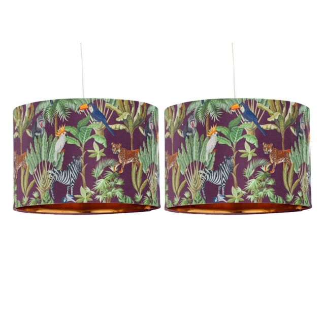 First Choice Lighting Set of 2 Safari - Velvet Safari 30cm Pendant or Table Lamp Shades in Green - image 1