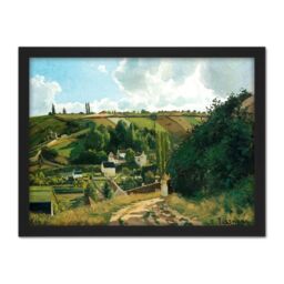 "Artery8 Wall Art Print Pissarro Jalais Hill Pontoise Landscape Painting Large Framed Wall Décor Art in White - Size: W18"" x H24""" - thumbnail 1