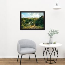 "Artery8 Wall Art Print Pissarro Jalais Hill Pontoise Landscape Painting Large Framed Wall Décor Art in White - Size: W18"" x H24""" - thumbnail 2