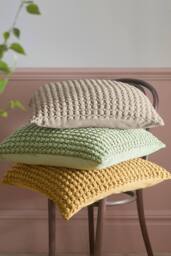 Appletree 'Bobble' Velvet Filled Cushion in Olive - Size: 55 cm x 55 cm - thumbnail 4